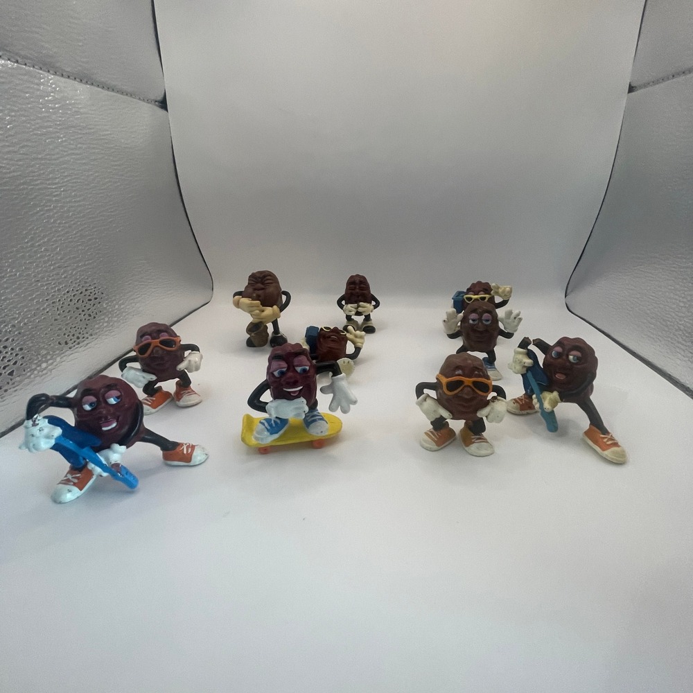 LOT OF 10 California Raisins PVC Figure Vintage 80s Retro Collectible Surf Prop